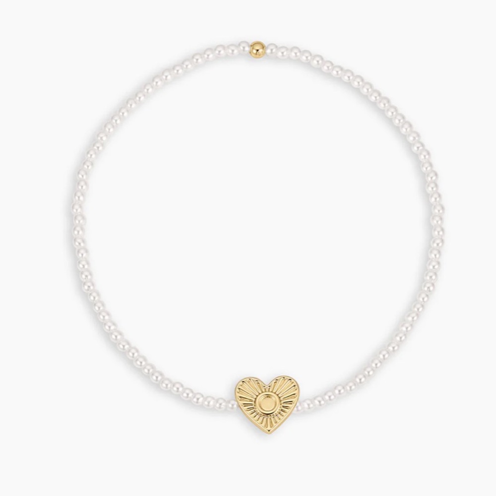 Gorjana - Pearl Vintage Heart Alphabet Bracelet - Letter O - NWT